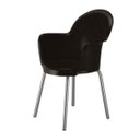 Ver imagem 1 de Cadeira com Braço Base Cromada Linha Polipropileno Moon Cor:Preto