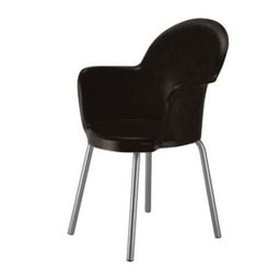 Cadeira com Braço Base Cromada Linha Polipropileno Moon Cor:Preto - 1
