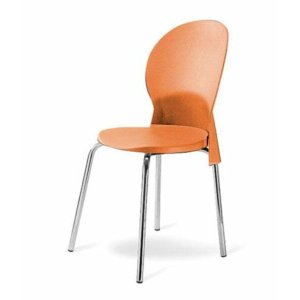 Cadeira Base Cromada Linha Polipropileno Milano Cor:Laranja