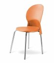 Ver imagem 1 de Cadeira Base Cromada Linha Polipropileno Milano Cor:Laranja