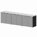 Ver imagem 2 de Armário Baixo Escritório 6 Portas C/ Chave 240 Cm F5 Office Cor:cinza Sagrado com Preto