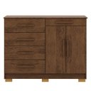 Ver imagem 1 de Cômoda Grande Sapateira Quarto 5 Gavetas 2 Portas Sirios Imbuia Rústico