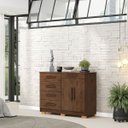 Ver imagem 2 de Cômoda Grande Sapateira Quarto 5 Gavetas 2 Portas Sirios Imbuia Rústico