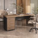 Ver imagem 2 de Mesa para Escritório Tamburato 4 Gavetas Nogal/preto 6127 - Artany Móveis