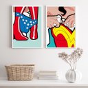 Ver imagem 2 de Kit 2 Quadros Engraçados para Banheiro Feminino 45x34cm - com Vidro:madeira Preta