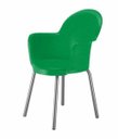 Ver imagem 1 de Cadeira com Braço Base Cromada Linha Polipropileno Moon Cor:Verde