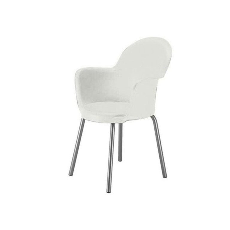 Cadeira com Braço Base Cromada Linha Polipropileno Moon Cor:Branco Cadeira com Braço Base Cromada Linha Polipropileno Moon Cor:Branco