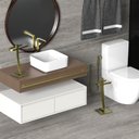 Ver imagem 2 de Porta Papel Higiênico de Chão e Toalha Lavabo Dourado.s