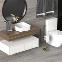 Ver imagem 3 de Porta Papel Higiênico de Chão e Toalha Lavabo Dourado.s