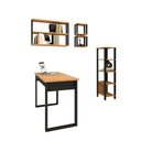 Ver imagem 2 de Escritório Industrial 5 Peças Dalla Costa 100% Mdf Cor:freijó com Preto Fosco