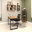 Ver imagem 1 de Escritório Industrial 5 Peças Dalla Costa 100% Mdf Cor:freijó com Preto Fosco