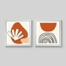 Conjunto de 2 Quadros Abstratos Orgânico Folha e Arcos Rude Arts Memphis 2 Quadros 30x30cm Papel Fot - 1