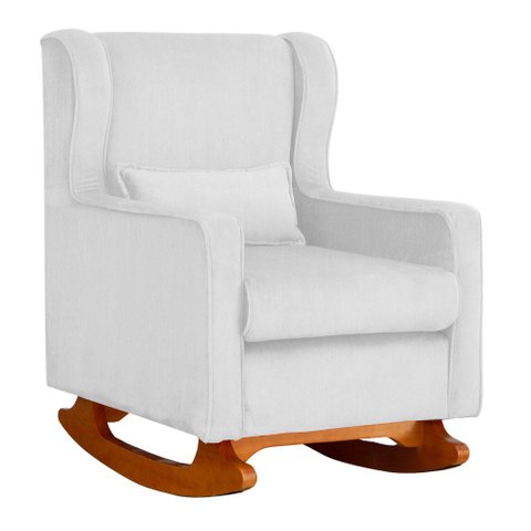 Poltrona Aurora Pés Balanço Luxo Suede Cores - DS Estofados Branco