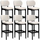 Ver imagem 1 de Kit 6 Banquetas Alta Bar Cozinha Sala Jantar Fixa Betta L02 Preto Linho Cru - Lyam Decor