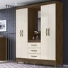 Guarda Roupa 4 Portas Com Espelho 8313 Castanho Wood Off White Moval - 2