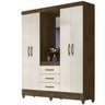 Guarda Roupa 4 Portas Com Espelho 8313 Castanho Wood Off White Moval - 1