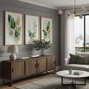 Ver imagem 3 de Kit 3 Quadros Folhagem Verde Dourado Aquarela:castanho