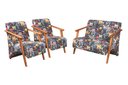 Ver imagem 1 de Conjunto Venus Braços em Madeira Maciça 1 Namoradeira 2 Poltronas Estampada Unidecor Retro Bar 107