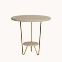 Ver imagem 2 de Mesa Lateral Redonda Industrial Italy Ferro Dourado e Tampo Off-white