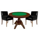 Ver imagem 1 de Mesa de Jogos Carteado Redonda Montreal Tampo Reversível Imbuia com 2 Cadeiras Liverpool Corino
