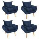 Ver imagem 1 de Kit 4 Poltronas Decorativa Opala Pés Palito Veludo Azul Marinho Chamby Móveis
