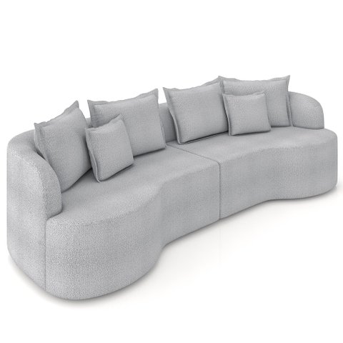 Sofá 3 Lugares 210cm Orgânico Quito K04 Bouclê Cinza - Mpozenato