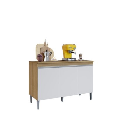 Balcão Multiuso Manu 120cm 3 Portas sem Tampo - Am/bc - Ajl Móveis