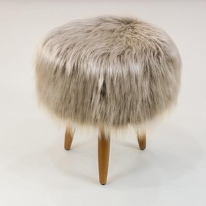 Puff Banqueta Decorativo Pés Madeira Cor:bege