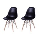Ver imagem 4 de Conjunto de Mesa de Jantar Eames Eiffel Quadrada 90cm Tampo de Madeira Branco com 2 Cadeiras Pretas