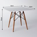 Ver imagem 3 de Conjunto de Mesa de Jantar Eames Eiffel Quadrada 90cm Tampo de Madeira Branco com 2 Cadeiras Pretas