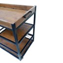 Ver imagem 5 de Carrinho de Bar Estilo Industrial de Ferro e Madeira com Bandeja Fixa, 2 Prateleiras e 4 Rodízios