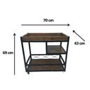 Ver imagem 7 de Carrinho de Bar Estilo Industrial de Ferro e Madeira com Bandeja Fixa, 2 Prateleiras e 4 Rodízios