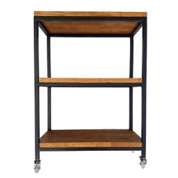 Carrinho Auxiliar / Aparador / Ilha para Cozinha - Estilo Industrial - com 3 Prateleiras e 4 Rodízio - 1