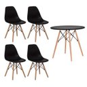 Ver imagem 1 de Conjunto Kit 4 Cadeiras Eames Eiffel Preta + 1 Mesa Eames 80cm Preta Base Madeira Cozinha Jantar