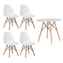 Ver imagem 1 de Conjunto Kit 4 Cadeiras Eames Eiffel Branca + 1 Mesa Eames 80cm Branca Base Madeira Cozinha Jantar
