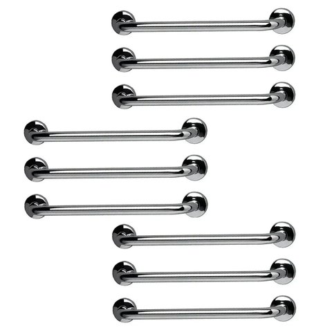 Barra de Apoio 60cm Aço Inox Kit 9 Unidades Suporte Idoso Cadeirante Gestante Criança Acessibilidade