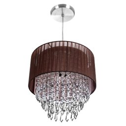 Lustre Pendente De Organza e Cristal Acrílico Manucrillic Marrom - 1