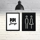 Ver imagem 1 de Kit 2 Quadros Banheiro Unissex - Pipi Lounge 45x34cm:madeira Preta