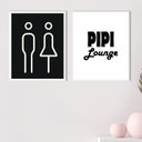 Ver imagem 2 de Kit 2 Quadros Banheiro Unissex - Pipi Lounge 45x34cm:madeira Preta