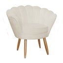 Ver imagem 3 de Kit Namoradeira + 1 Poltrona Decorativa Pétala Couro Bege Pés Madeira Ms Decor