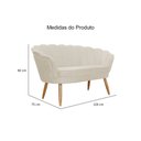 Ver imagem 2 de Kit Namoradeira + 1 Poltrona Decorativa Pétala Couro Bege Pés Madeira Ms Decor
