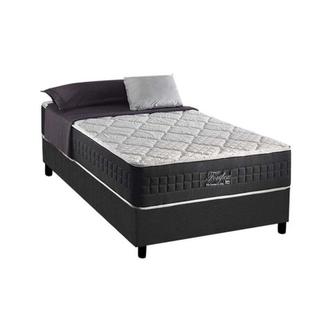Cama Box Solteiro: Colchão Molas Ensacadas Anjos Masterpocket Fort Flex + Base Gray(88x188)