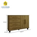 Ver imagem 4 de Cômoda Organizadora Quarto 4 Gavetas 2 Portas Imbuia - Rede Móveis