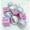 Ver imagem 4 de Kit 22 Peças Tubo Natalino Árvore de Natal Rosa e Prata 5cm