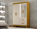 Ver imagem 1 de Guarda Roupa Cali 4 Portas 2 Gavetas com Pés e Espelho - CHF:Cinamomo/Off
