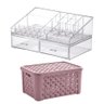 Organizador Cosmético Maquiagem Luxo + Caixa Rattan 24x17cm - 1