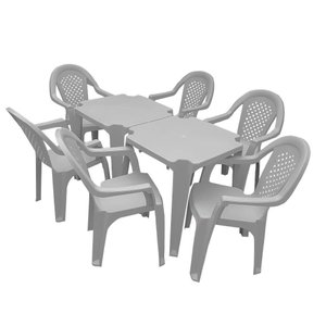 Conjunto TopPlast com Mesas de Plástico Top e 6 Cadeiras Isabela - Branco