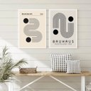 Ver imagem 2 de Kit 2 Quadros Minimalistas Abstratos Arte Bauhaus 45x34cm - com Vidro:madeira Preta