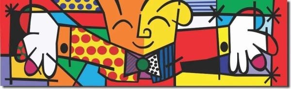 Quadro Decorativo Romero Britto The Hug O Abraço 30x100 | MadeiraMadeira