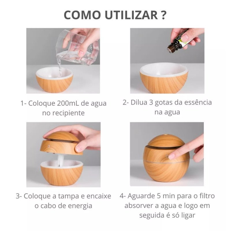 Mini Umidificador de Ar Ambiente Portatil Purificador Usb:claro - 4